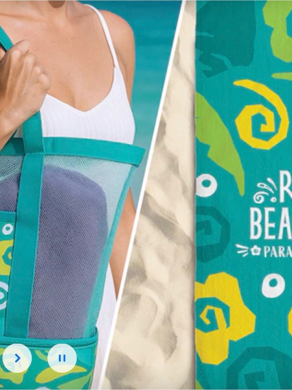 New Royal Caribbean Beach Tote and Matching  Beach Towel Set - Teal and Yellow